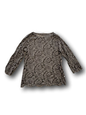 Y2K Black Floral Lace Top Sheer Long Sleeve Dark Academia Soft Goth Layering